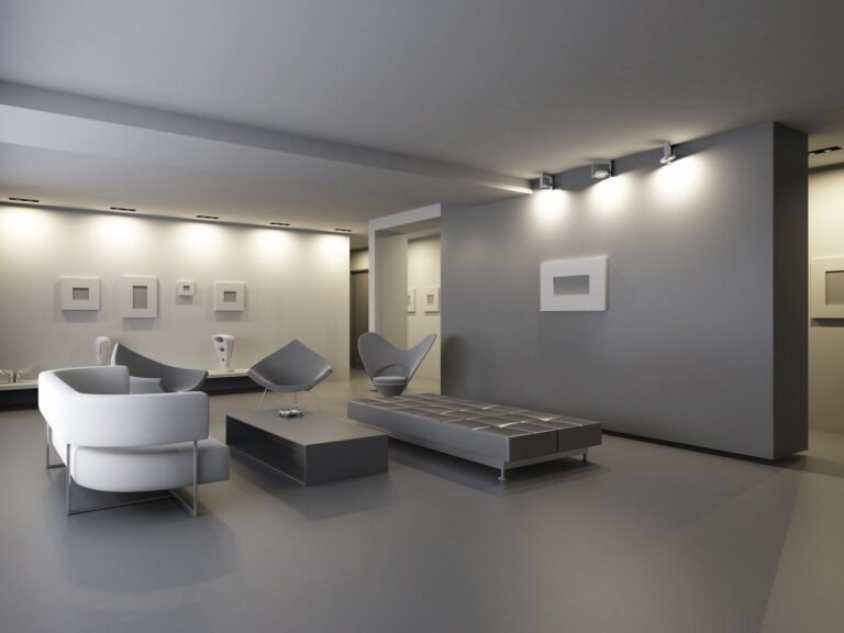 Modern beleuchtetes Wohnzimmer mit LED-Lampen