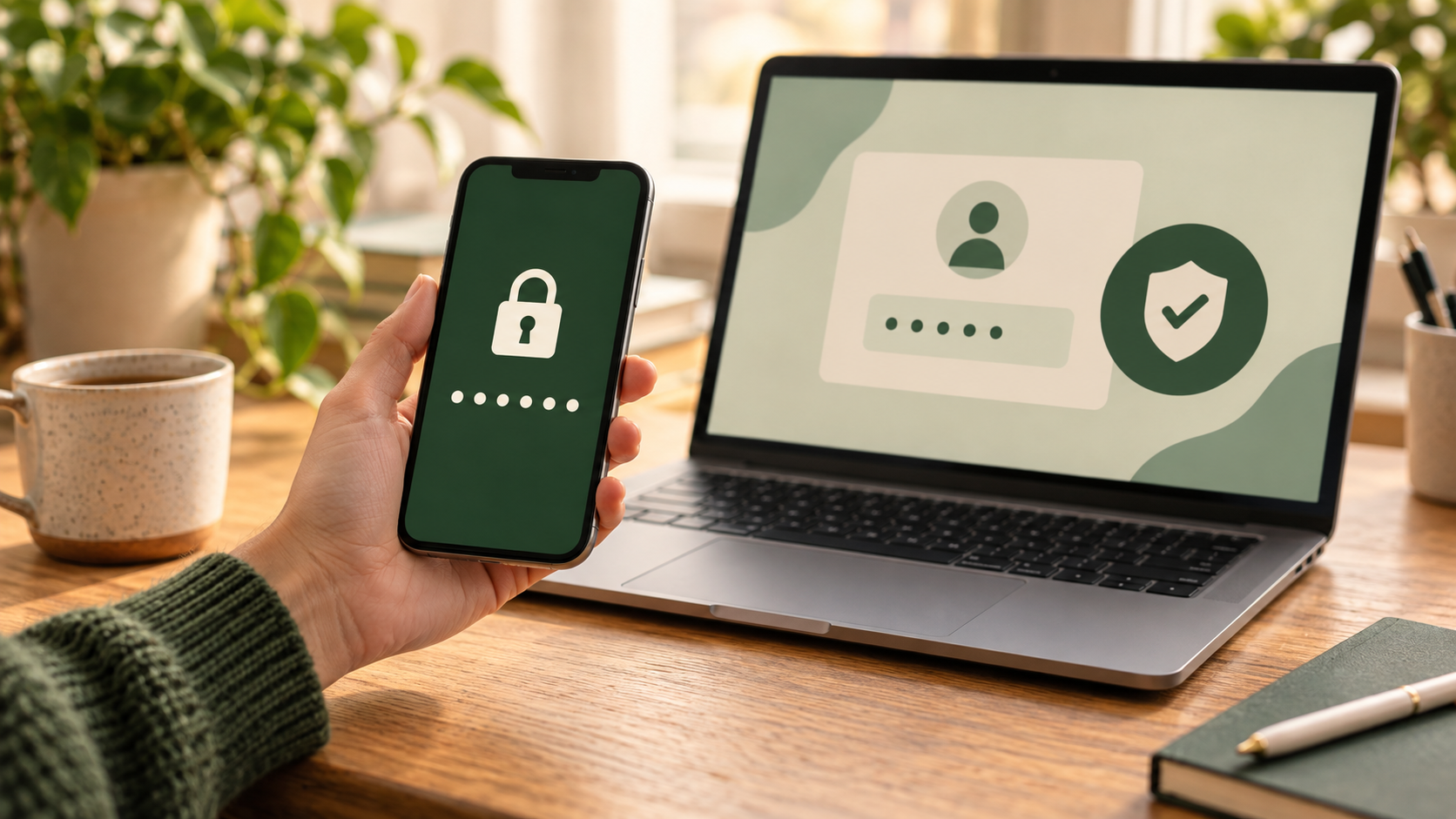 Smartphone und Laptop als Symbol für Zwei-Faktor-Authentisierung