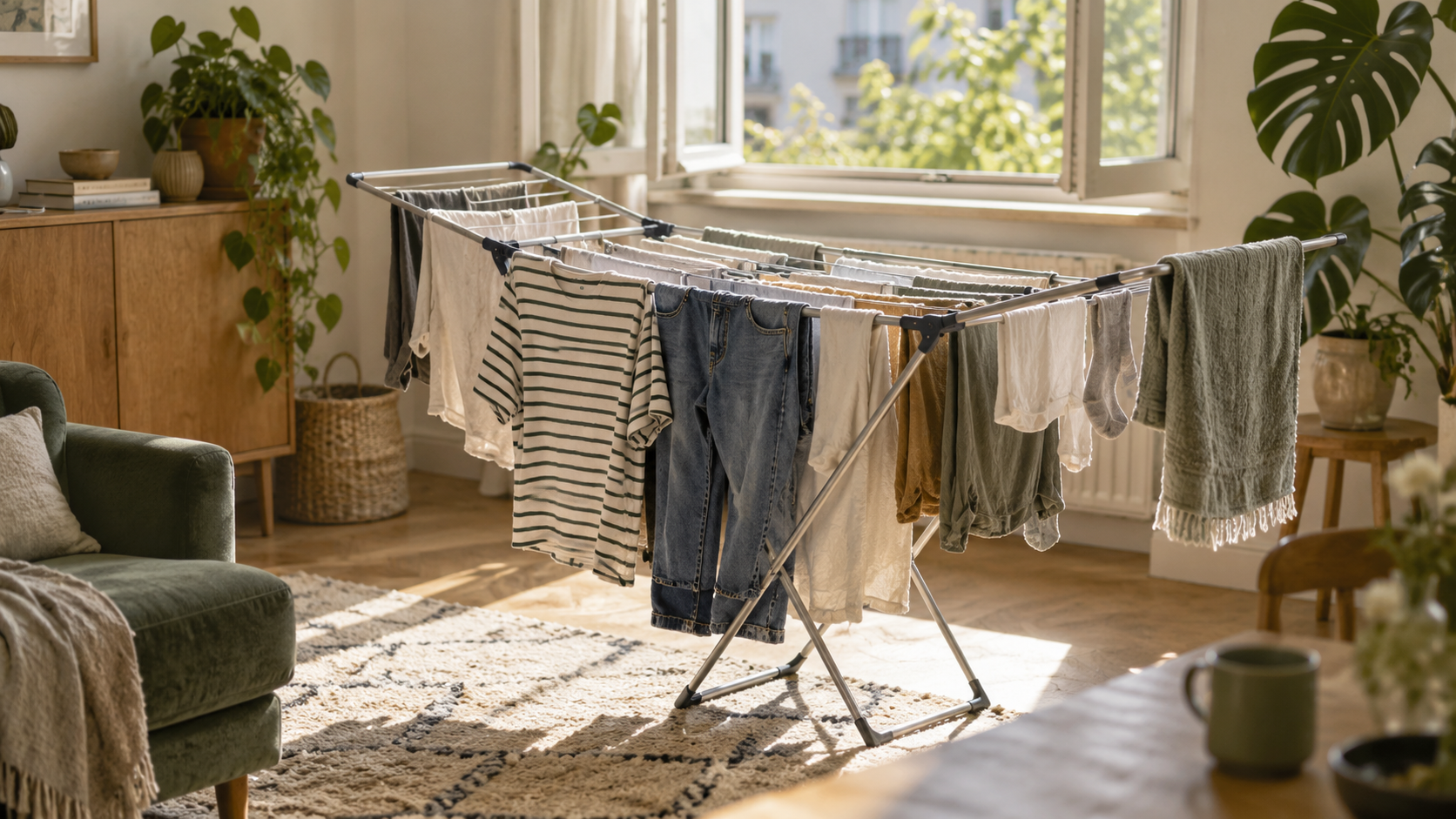 Wäsche in der Wohnung trocknen: Strom sparen ohne Schimmel