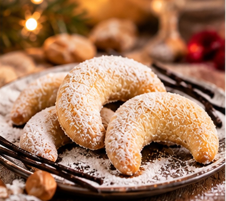 Vanillekipferl auf einer Platte