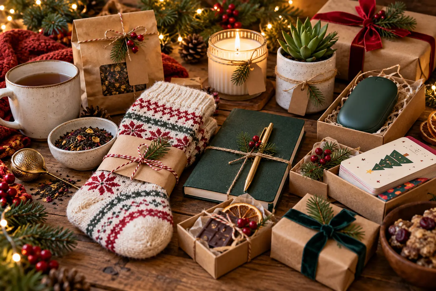 Kleine weihnachtlich verpackte Wichtelgeschenke